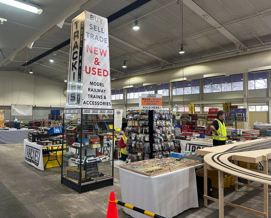 The Trackies stand at a model railway exhibition